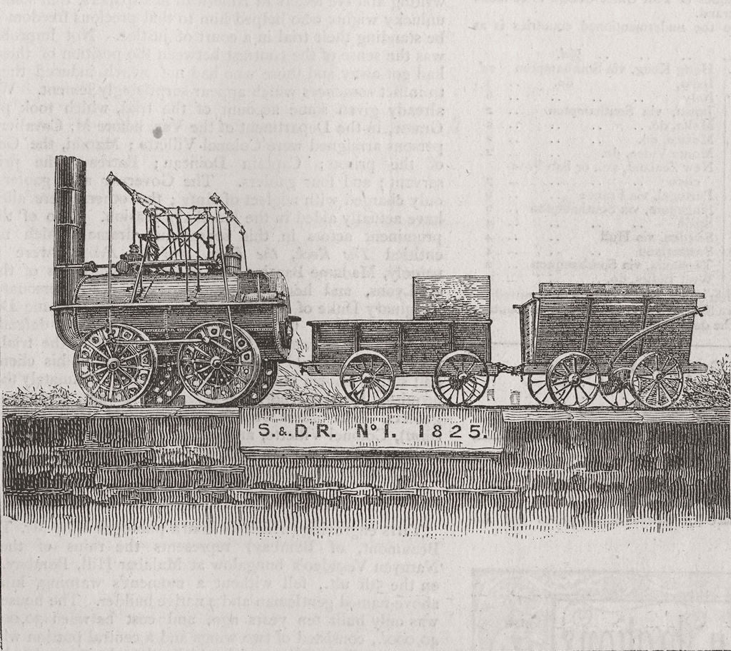 RAILWAYS. Stephenson's Locomotion(Puffing Billy) 1874 old antique print